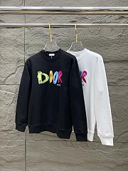 Dior Cotton Long Sleeve Hoodies Black/White - 3