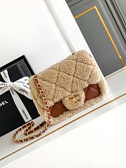 Chanel Brown Sheepskin Teddy Bag Mini Size 12 x 18 x 6 cm - 1