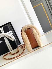 Chanel Brown Sheepskin Teddy Bag Mini Size 12 x 18 x 6 cm - 2