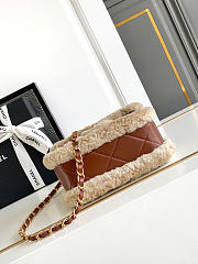 Chanel Brown Sheepskin Teddy Bag Mini Size 12 x 18 x 6 cm - 3