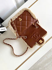 Chanel Brown Sheepskin Teddy Bag Mini Size 12 x 18 x 6 cm - 4