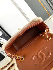 Chanel Brown Sheepskin Teddy Bag Mini Size 12 x 18 x 6 cm - 5