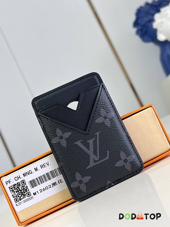 Louis Vuitton Magnetic Card Holder M12855 Black Flower 9.5 x 0.5 x 6.5 cm - 1