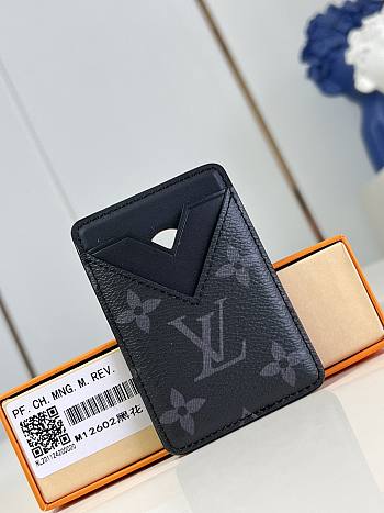 Louis Vuitton Magnetic Card Holder M12855 Black Flower 9.5 x 0.5 x 6.5 cm