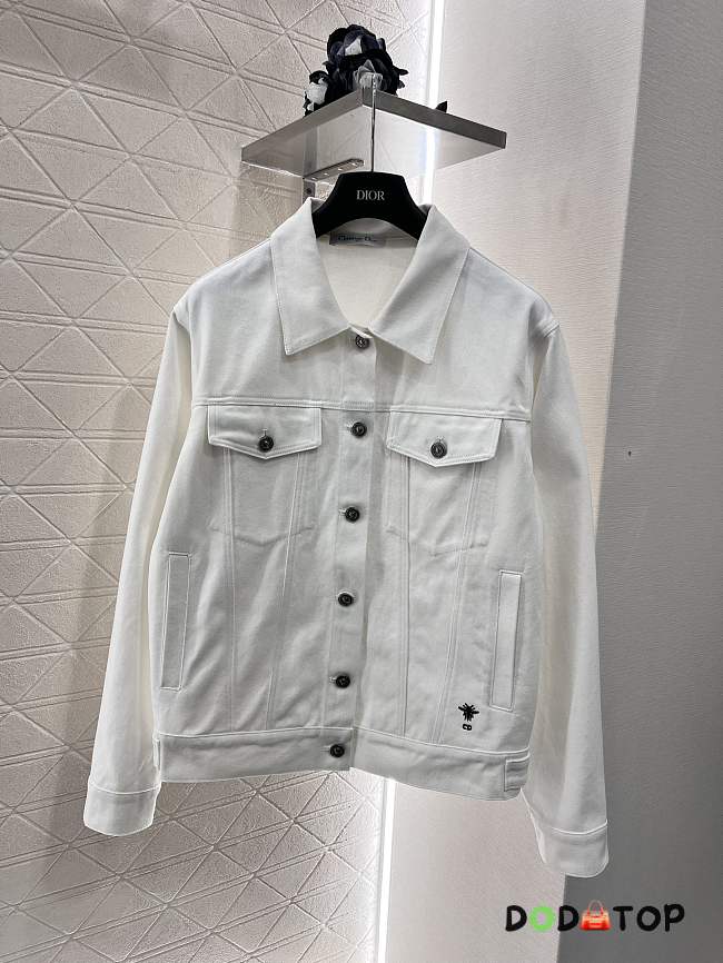 Dior Letter Denim Jacket White - 1