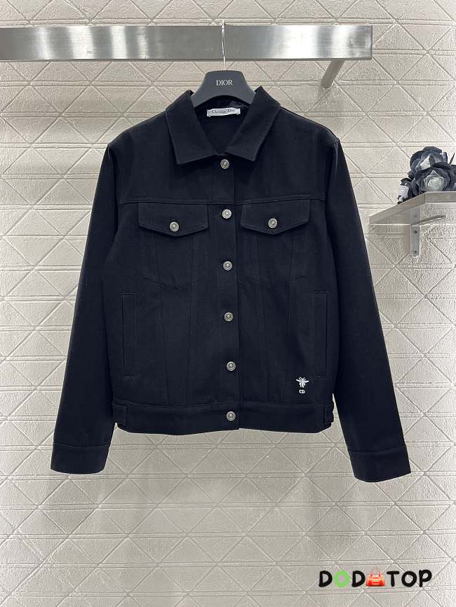 Dior Letter Denim Jacket Black - 1