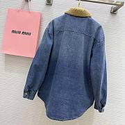 Miu Miu Women Embroidered Denim Blouson Jacket with Embroidered Logo - 6