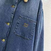 Miu Miu Women Embroidered Denim Blouson Jacket with Embroidered Logo - 2