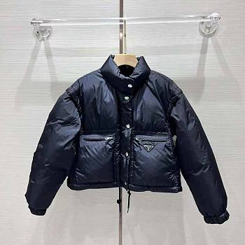 Prada Women Cropped Re-Nylon Down Jacket-Black