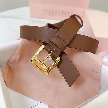 Miu Miu Nappa Leather Belt Brown 3 cm