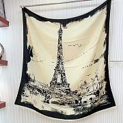 Dior Unisex Paris 90 Square Scarf Ecru and Black Silk Twill - 4