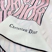 Dior Miss Dior Allover 90 Square Scarf White and Pale Pink Silk Twill - 5