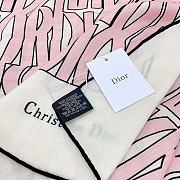 Dior Miss Dior Allover 90 Square Scarf White and Pale Pink Silk Twill - 2