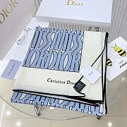 Dior Miss Dior Allover 90 Square Scarf White and Pale Blue Silk Twill - 5