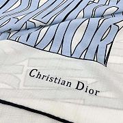 Dior Miss Dior Allover 90 Square Scarf White and Pale Blue Silk Twill - 4