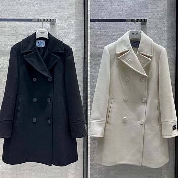 Prada Women Double-breasted Cloth Peacoat Black/White