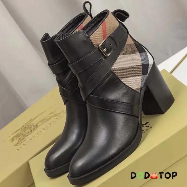 Burberry House Check and Leather Ankle Boots - 1