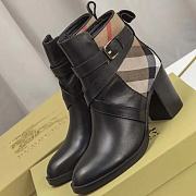 Burberry House Check and Leather Ankle Boots - 1