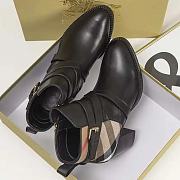 Burberry House Check and Leather Ankle Boots - 4