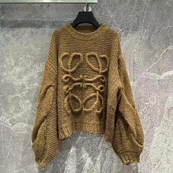 Loewe Anagram Sweater in Mohair Brown