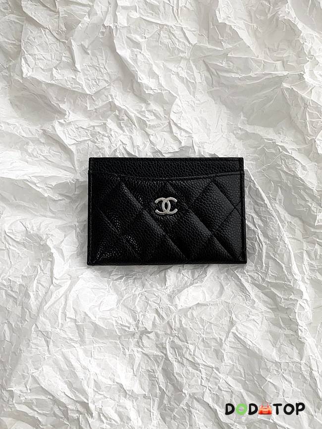 Chanel Classic CF Flat Card Holder Black and Silver Size 11 × 1 × 8 cm - 1