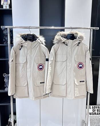 Canada Goose Long  Down Jacket White