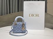 Dior Lady Dior Mini Embroidered Ice Blue Beads Size 12 x 10.2 x 5 cm - 1