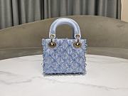 Dior Lady Dior Mini Embroidered Ice Blue Beads Size 12 x 10.2 x 5 cm - 3