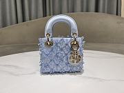 Dior Lady Dior Mini Embroidered Ice Blue Beads Size 12 x 10.2 x 5 cm - 5