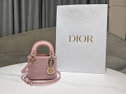 Dior Lady Dior Mini Embroidery Full Pearl Pink Size 12 x 10.2 x 5 cm - 1