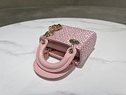 Dior Lady Dior Mini Embroidery Full Pearl Pink Size 12 x 10.2 x 5 cm - 6