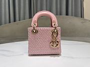 Dior Lady Dior Mini Embroidery Full Pearl Pink Size 12 x 10.2 x 5 cm - 4