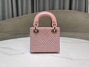 Dior Lady Dior Mini Embroidery Full Pearl Pink Size 12 x 10.2 x 5 cm - 3