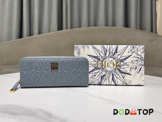 Dior Quilted Miss Dior Freesia Lambskin Zipper Bag Blue Size 20 x 10 cm - 1