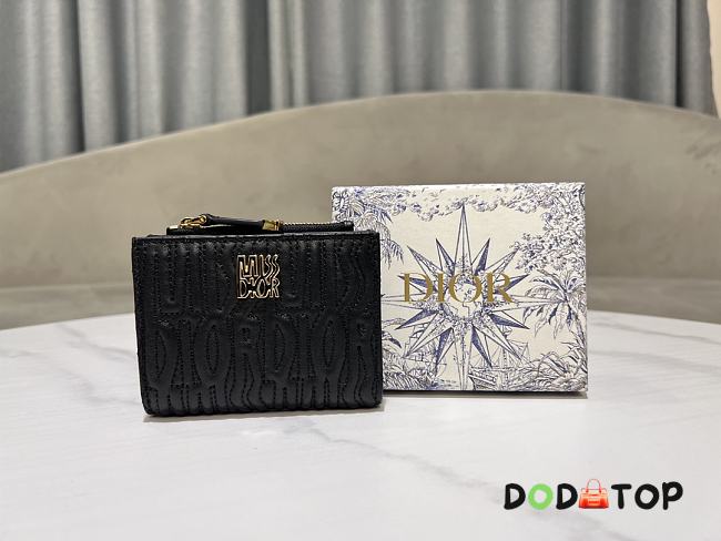 Dior Quilted Miss Dior Freesia Wallet in Lambskin Black Size 11.5 x 9 x 2 cm - 1