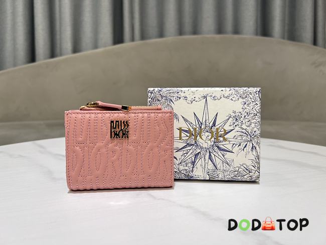 Dior Quilted Miss Dior Freesia Wallet in Lambskin Pink Size 11.5 x 9 x 2 cm - 1