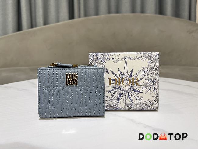 Dior Quilted Miss Dior Freesia Wallet in Lambskin Blue Size 11.5 x 9 x 2 cm - 1