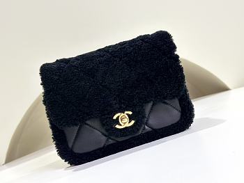 Chanel 24k Teddy Lamb Wool Black Size 19 x 15 x 5 cm