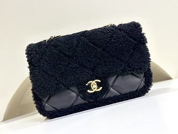 Chanel 24k Teddy Lamb Wool Black Size 25 x 17 x 6 cm