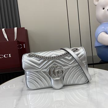 Gucci GG Marmont Small Shoulder Bag Silver Size 26 x 15 x 7 cm