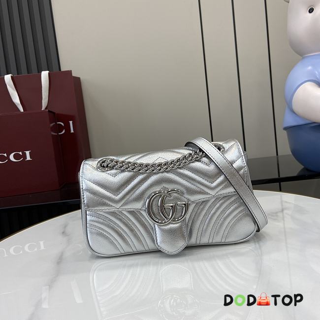 Gucci GG Marmont Mini Shoulder Bag Silver Size 22 x 13 x 6 cm - 1