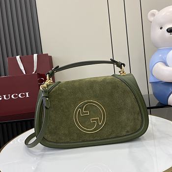 Gucci Blondie Medium Handbag Green Nubuck Leather Size 32 x 17 x 10 cm