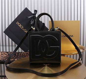 Dolce & Gabbana DG Logo Bag Mini Tote Black Bag Size 16.5 × 17.5 × 8 cm