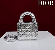 Dior Lady Diana Sheepskin Micro Silver Bag Size 12 x 10 x 5 cm - 1