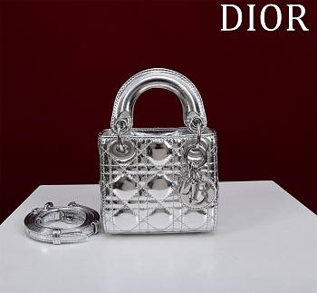 Dior Lady Diana Sheepskin Micro Silver Bag Size 12 x 10 x 5 cm