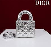 Dior Lady Diana Sheepskin Micro Silver Bag Size 12 x 10 x 5 cm - 6