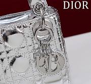 Dior Lady Diana Sheepskin Micro Silver Bag Size 12 x 10 x 5 cm - 2