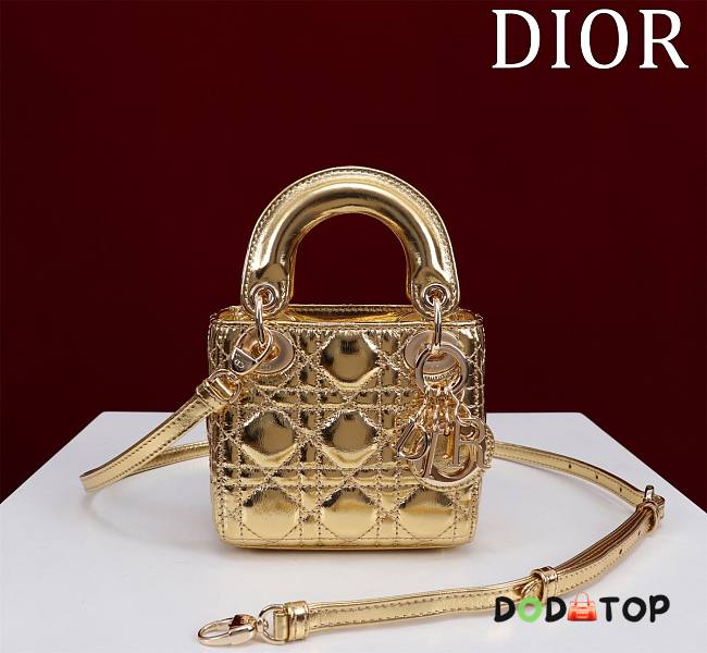 Dior Lady Diana Sheepskin Micro Gold Bag Size 12 x 10 x 5 cm - 1