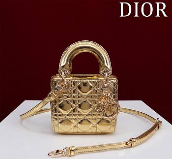 Dior Lady Diana Sheepskin Micro Gold Bag Size 12 x 10 x 5 cm