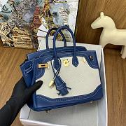 Hermes Birkin 25cm Canvas With Swift Lace Blue Gold Buckle  - 6